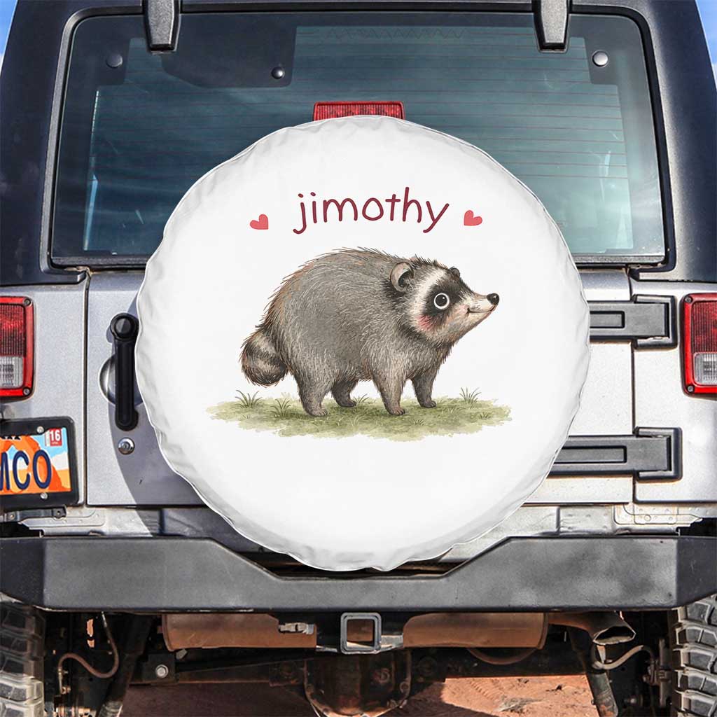 Cute Watercolor Viral Jimothy the Raccoon Spare Tire Cover Viral Seattle Trash Panda Meme TS02 No hole White Print Your Wear