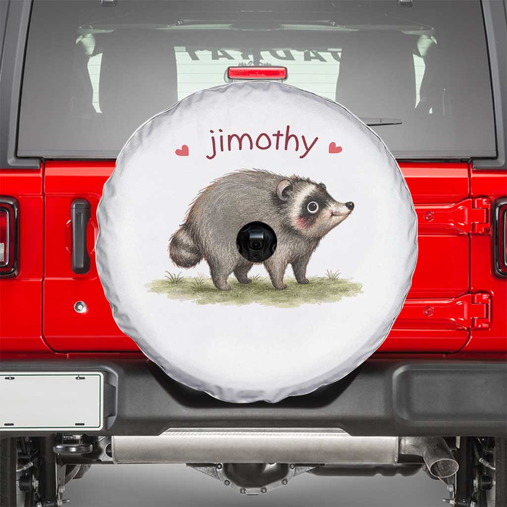 Cute Watercolor Viral Jimothy the Raccoon Spare Tire Cover Viral Seattle Trash Panda Meme TS02 White Print Your Wear