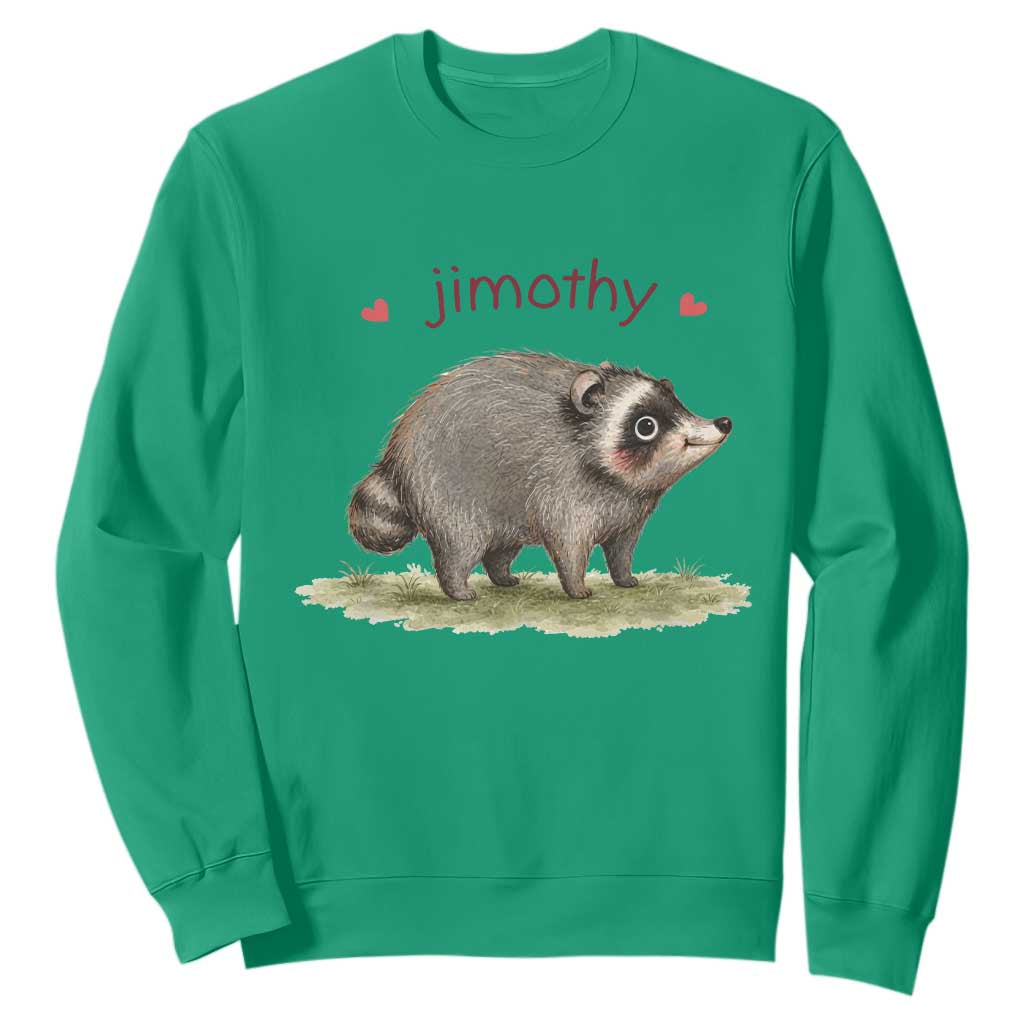 Cute Watercolor Viral Jimothy the Raccoon Sweatshirt Viral Seattle Trash Panda Meme TS02 Irish Green Print Your Wear