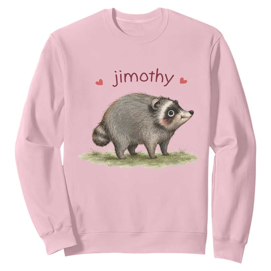 Cute Watercolor Viral Jimothy the Raccoon Sweatshirt Viral Seattle Trash Panda Meme TS02 Light Pink Print Your Wear