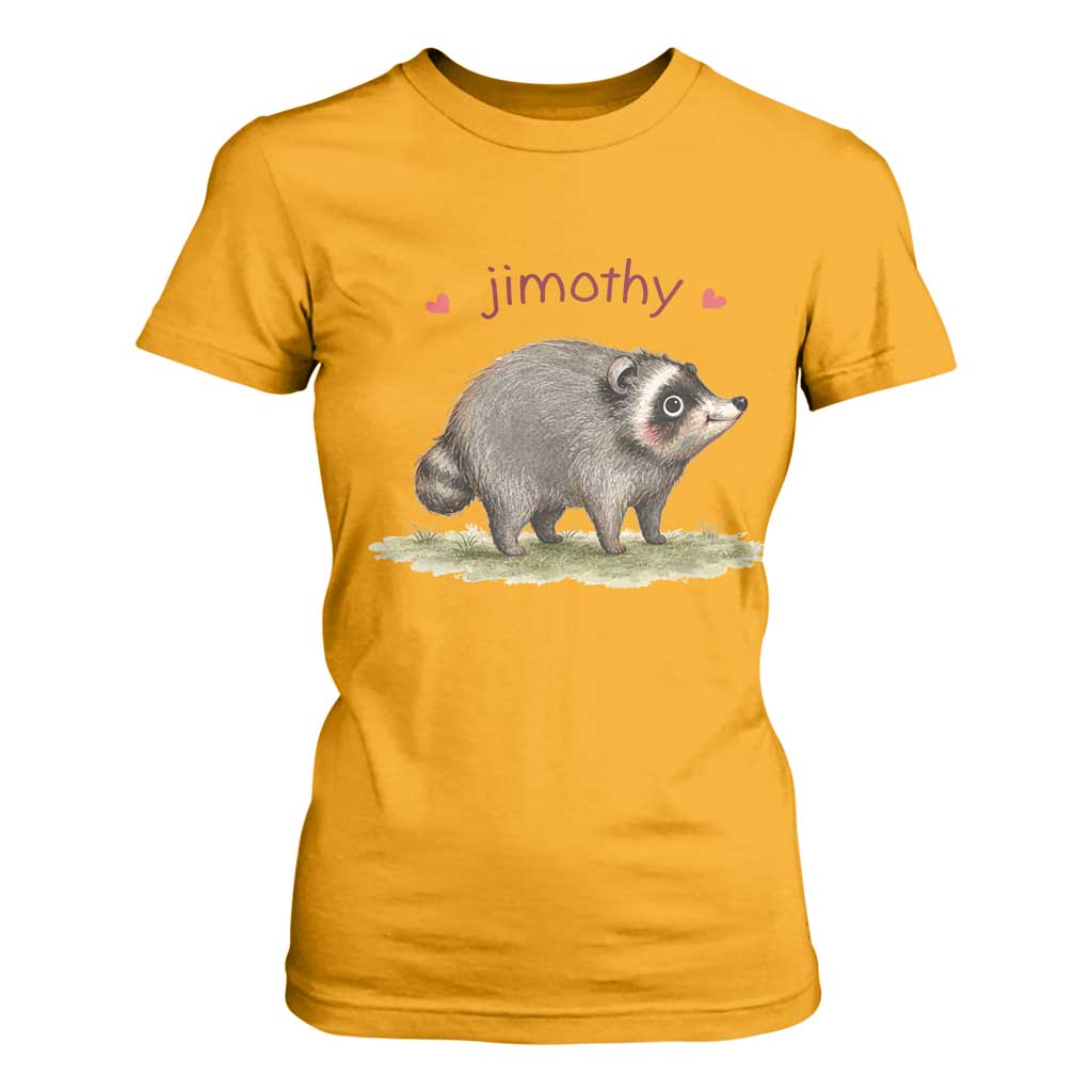 Cute Watercolor Viral Jimothy the Raccoon T Shirt For Women Viral Seattle Trash Panda Meme TS02 Gold Print Your Wear