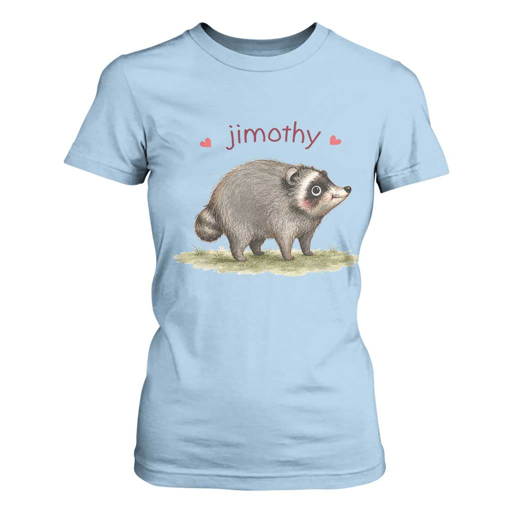 Cute Watercolor Viral Jimothy the Raccoon T Shirt For Women Viral Seattle Trash Panda Meme TS02 Light Blue Print Your Wear