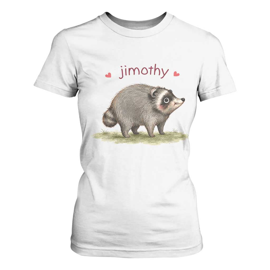 Cute Watercolor Viral Jimothy the Raccoon T Shirt For Women Viral Seattle Trash Panda Meme TS02 White Print Your Wear