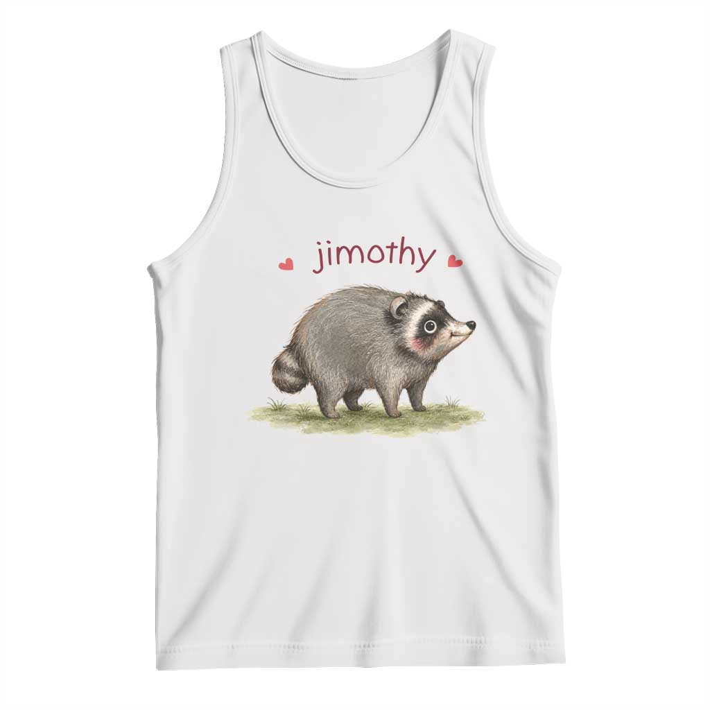 Cute Watercolor Viral Jimothy the Raccoon Tank Top Viral Seattle Trash Panda Meme TS02 White Print Your Wear