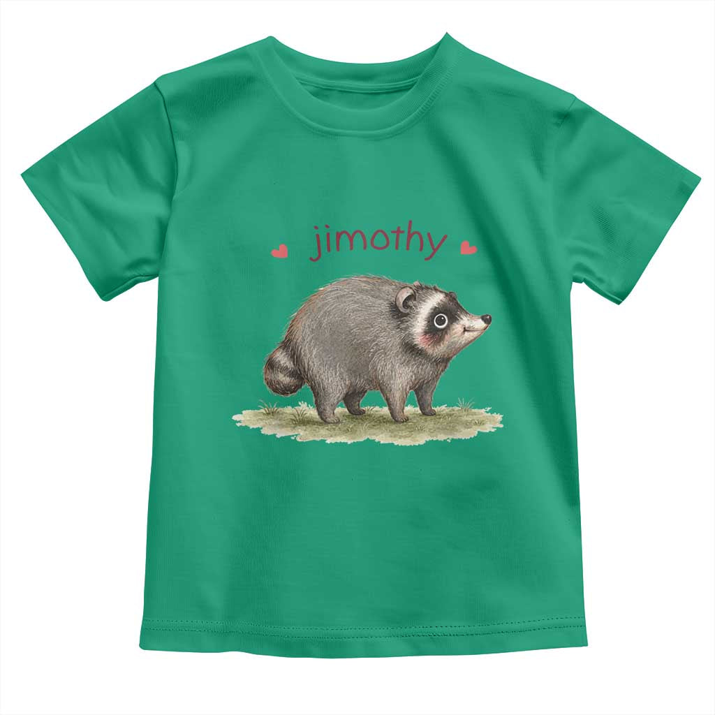 Cute Watercolor Viral Jimothy the Raccoon Toddler T Shirt Viral Seattle Trash Panda Meme TS02 Irish Green Print Your Wear