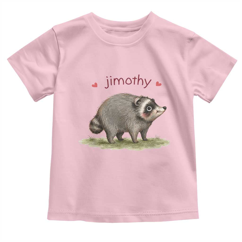 Cute Watercolor Viral Jimothy the Raccoon Toddler T Shirt Viral Seattle Trash Panda Meme TS02 Light Pink Print Your Wear