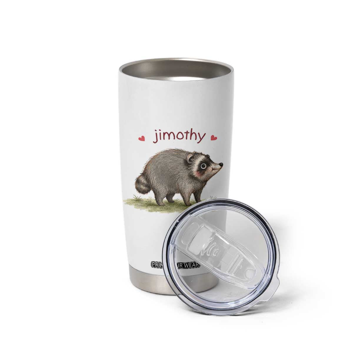 Cute Watercolor Viral Jimothy the Raccoon Tumbler Cup Viral Seattle Trash Panda Meme TS02 Print Your Wear
