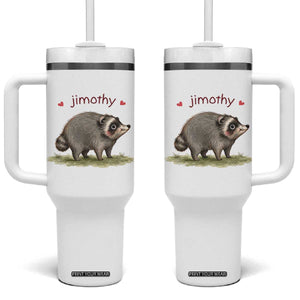 Cute Watercolor Viral Jimothy the Raccoon Tumbler With Handle Viral Seattle Trash Panda Meme TS02 One Size: 40 oz White Print Your Wear