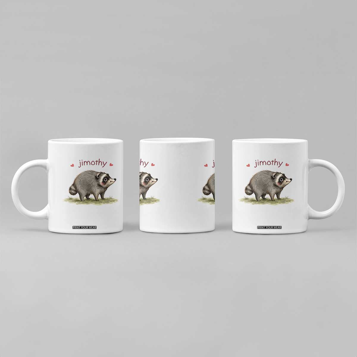 Cute Watercolor Viral Jimothy the Raccoon Coffee Mug Viral Seattle Trash Panda Meme TS02 Print Your Wear