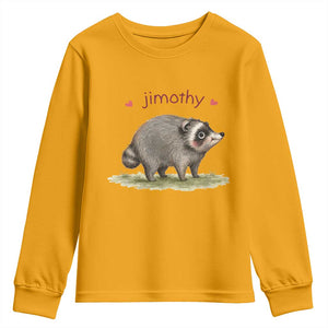 Cute Watercolor Viral Jimothy the Raccoon Youth Sweatshirt Viral Seattle Trash Panda Meme TS02 Gold Print Your Wear
