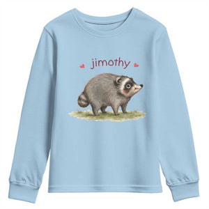 Cute Watercolor Viral Jimothy the Raccoon Youth Sweatshirt Viral Seattle Trash Panda Meme TS02 Light Blue Print Your Wear