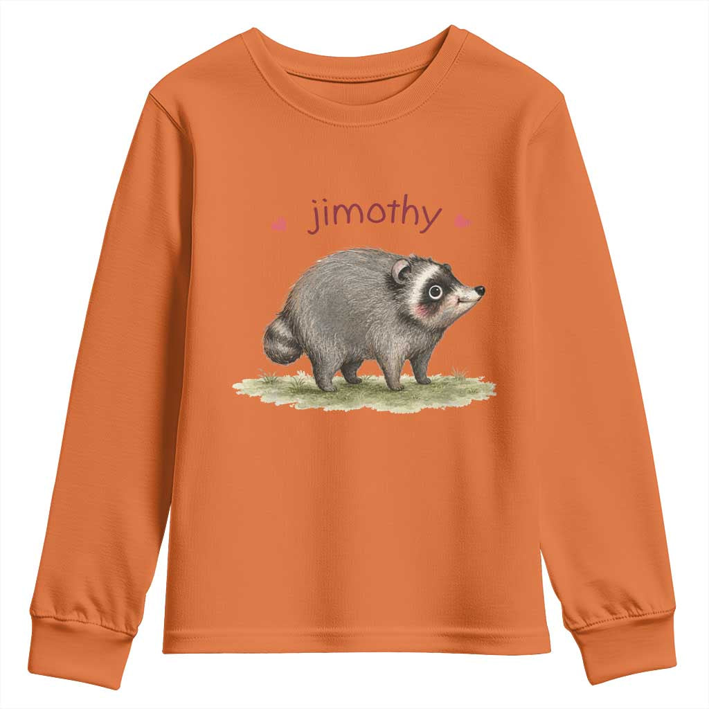 Cute Watercolor Viral Jimothy the Raccoon Youth Sweatshirt Viral Seattle Trash Panda Meme TS02 Orange Print Your Wear