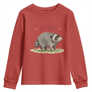 Cute Watercolor Viral Jimothy the Raccoon Youth Sweatshirt Viral Seattle Trash Panda Meme TS02 Red Print Your Wear