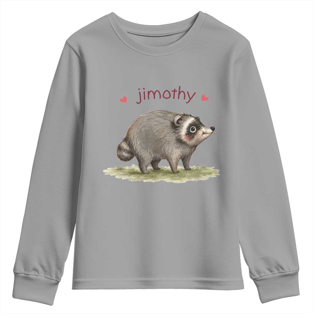 Cute Watercolor Viral Jimothy the Raccoon Youth Sweatshirt Viral Seattle Trash Panda Meme TS02 Sport Gray Print Your Wear