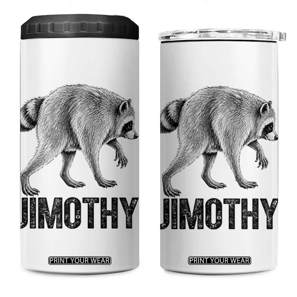 Viral Seattle Jimothy the Raccoon 4 in 1 Can Cooler Tumbler Vintage Trash Panda Meme Graphic