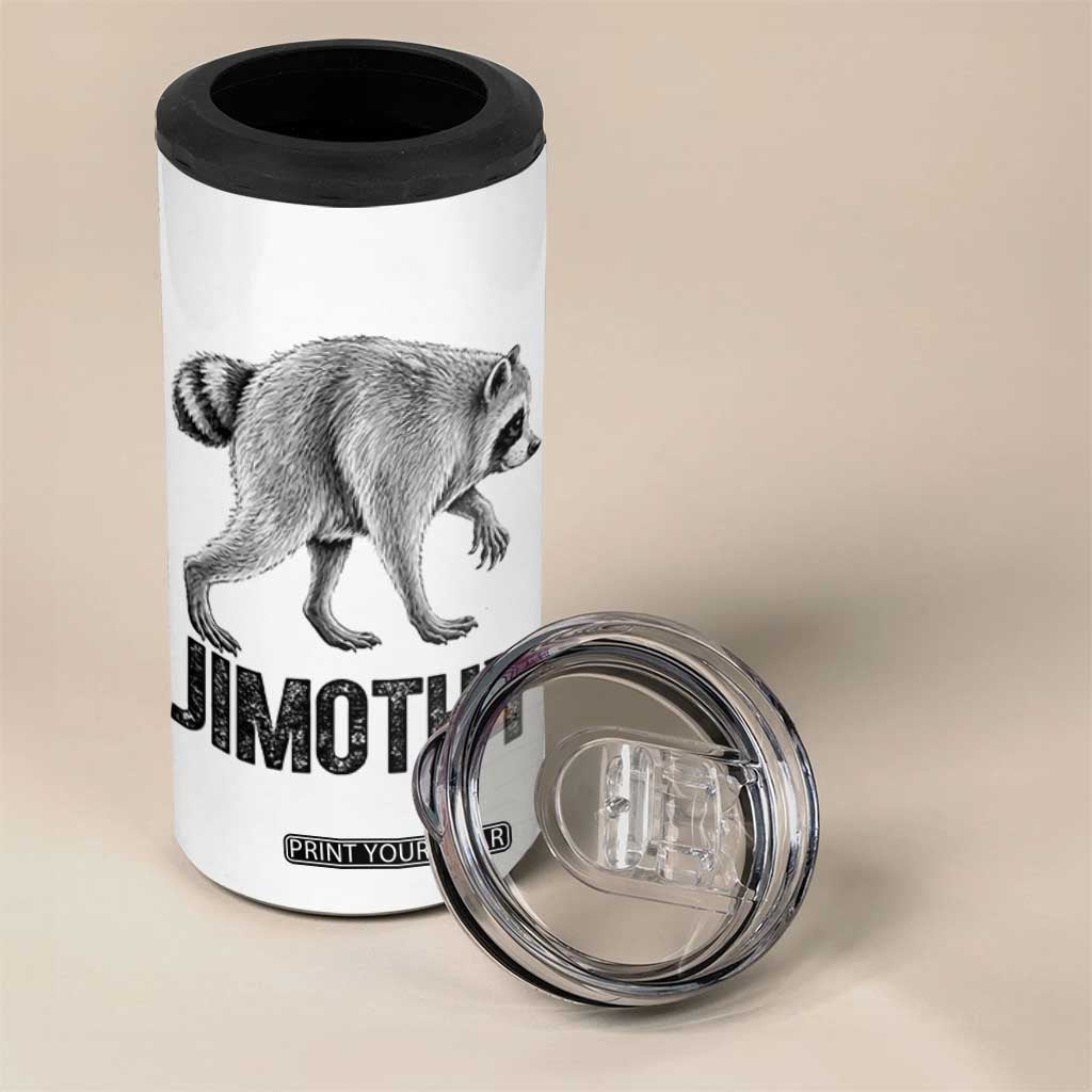 Viral Seattle Jimothy the Raccoon 4 in 1 Can Cooler Tumbler Vintage Trash Panda Meme Graphic