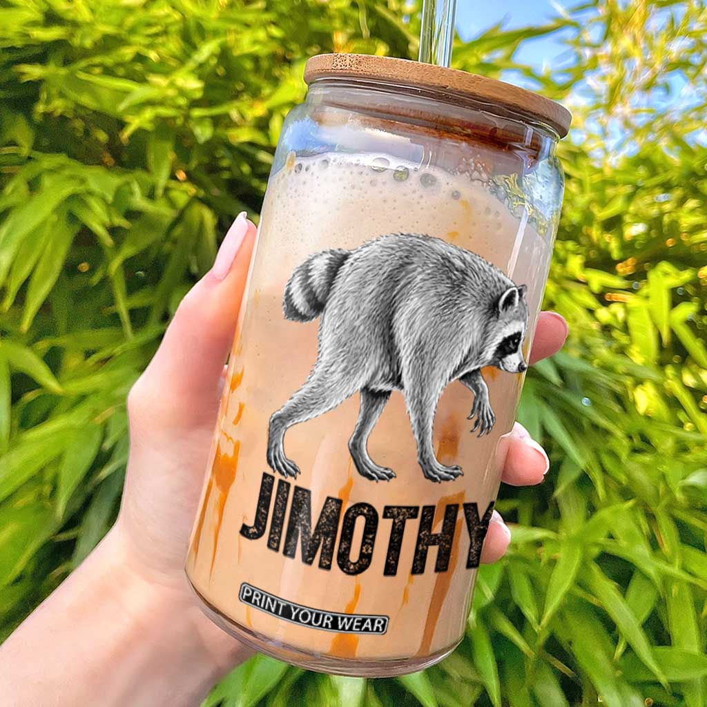 Viral Seattle Jimothy the Raccoon Glass Can Vintage Trash Panda Meme Graphic TS02 White Print Your Wear