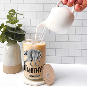 Viral Seattle Jimothy the Raccoon Glass Can Vintage Trash Panda Meme Graphic