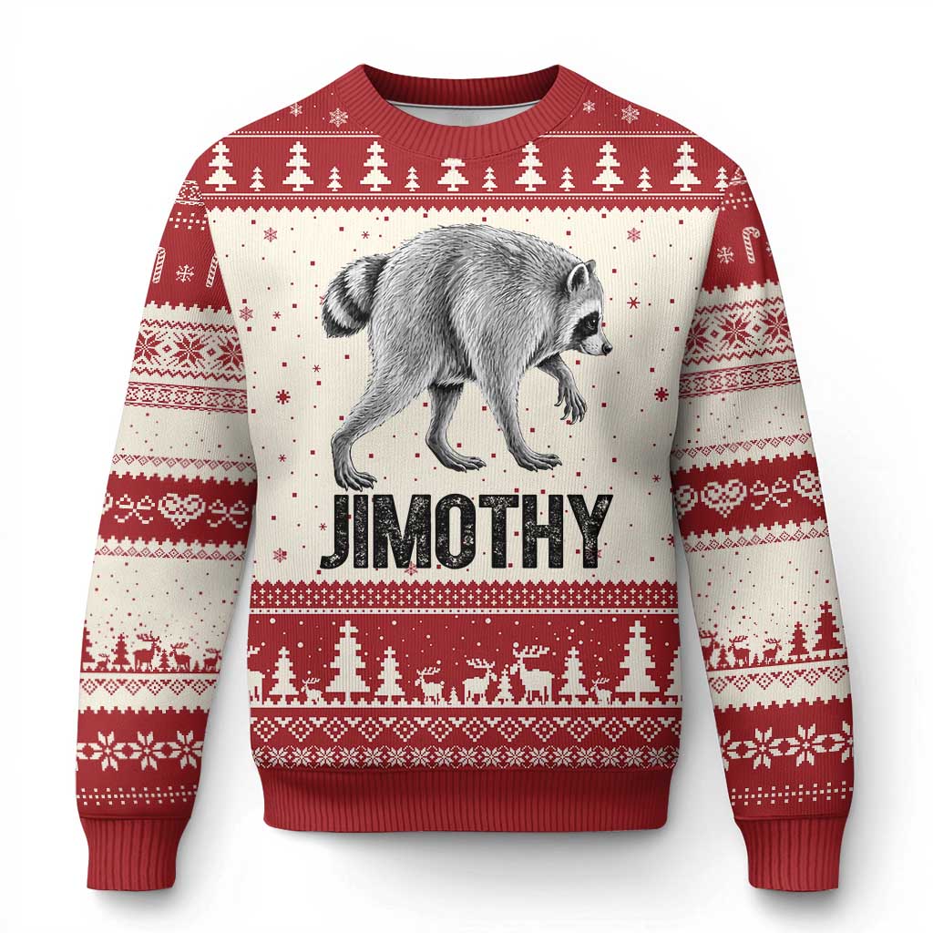 Viral Seattle Jimothy the Raccoon Ugly Christmas Sweater Vintage Trash Panda Meme Graphic