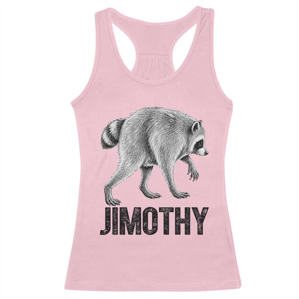 Viral Seattle Jimothy the Raccoon Racerback Tank Top Vintage Trash Panda Meme Graphic TS02 Light Pink Print Your Wear