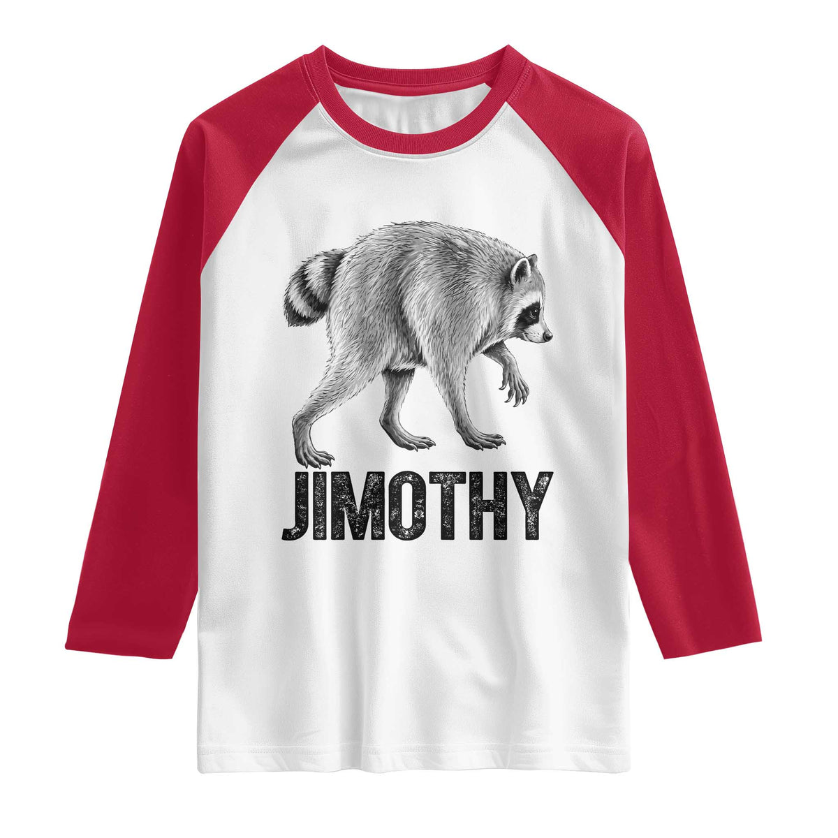 Viral Seattle Jimothy the Raccoon Raglan Shirt Vintage Trash Panda Meme Graphic