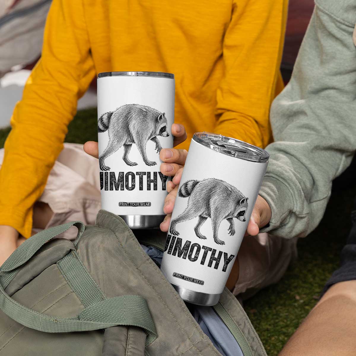 Viral Seattle Jimothy the Raccoon Tumbler Cup Vintage Trash Panda Meme Graphic