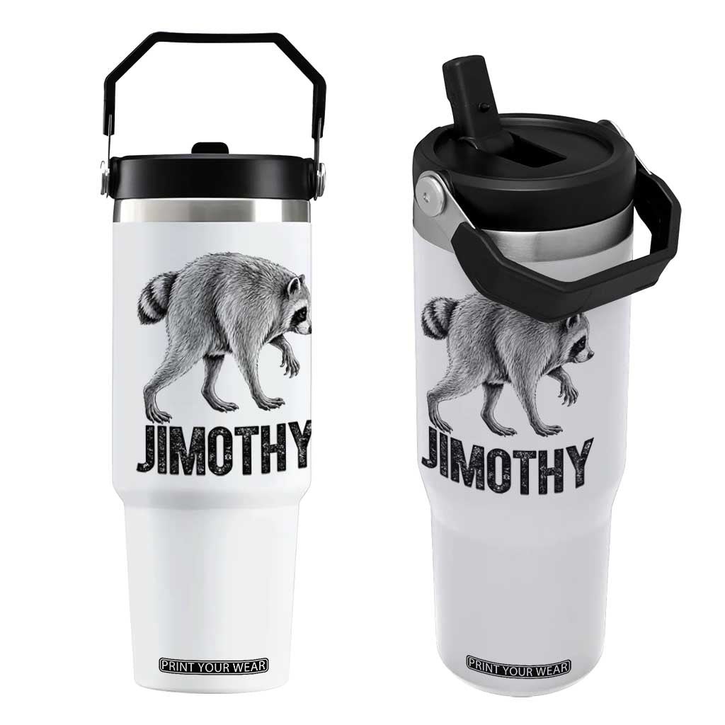 Viral Seattle Jimothy the Raccoon Flip Straw Tumbler Vintage Trash Panda Meme Graphic TS02 One Size: 30 oz White Print Your Wear