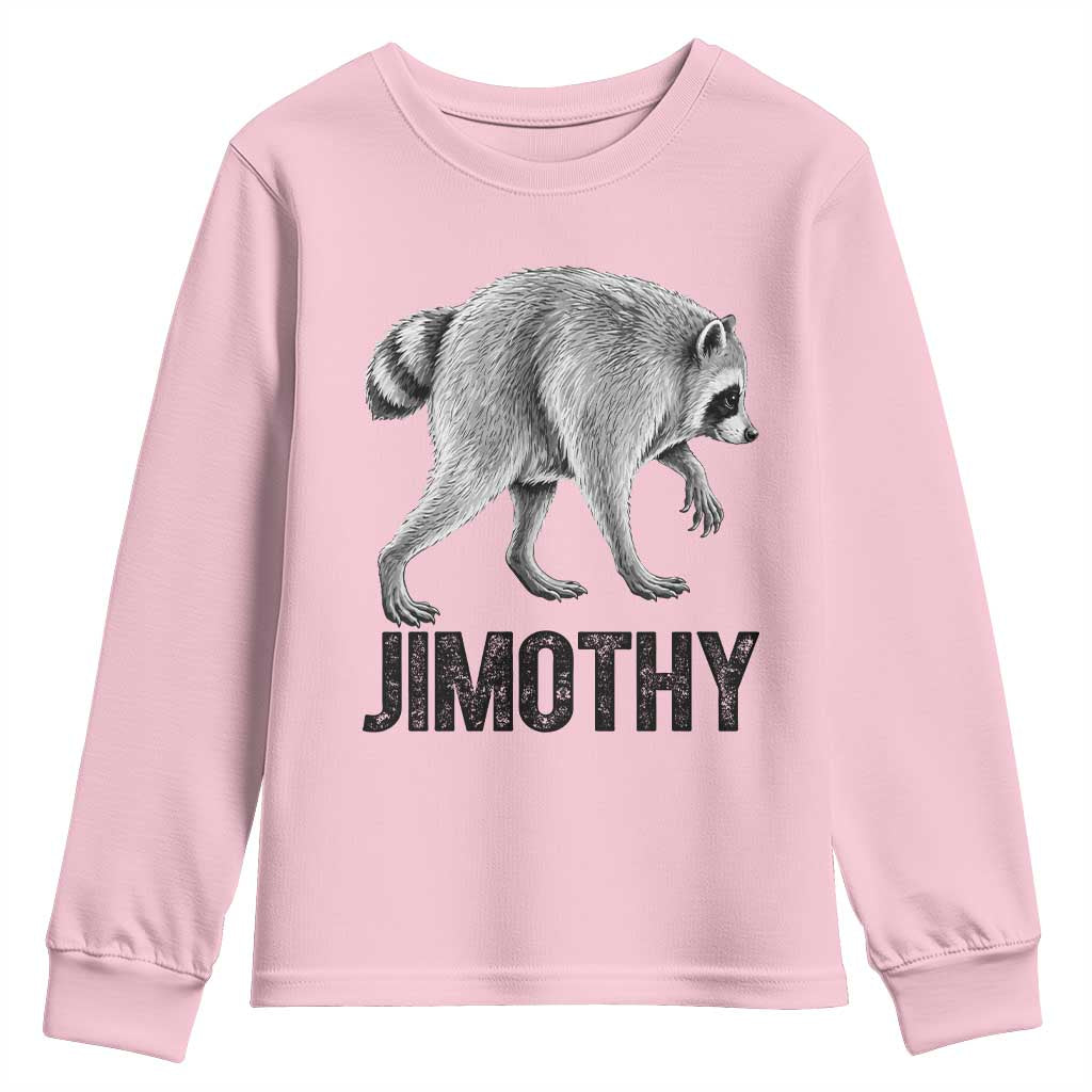 Viral Seattle Jimothy the Raccoon Youth Sweatshirt Vintage Trash Panda Meme Graphic TS02 Light Pink Print Your Wear