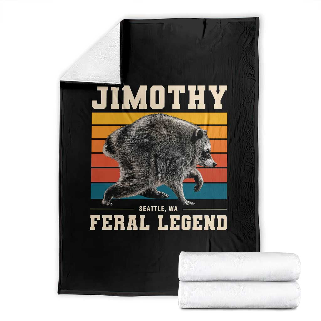 Jimothy from Seattle WA Feral Legend Raccoon Throw Blanket Viral Trash Panda Retro Sunset Strip Graphic TS02 Black Print Your Wear