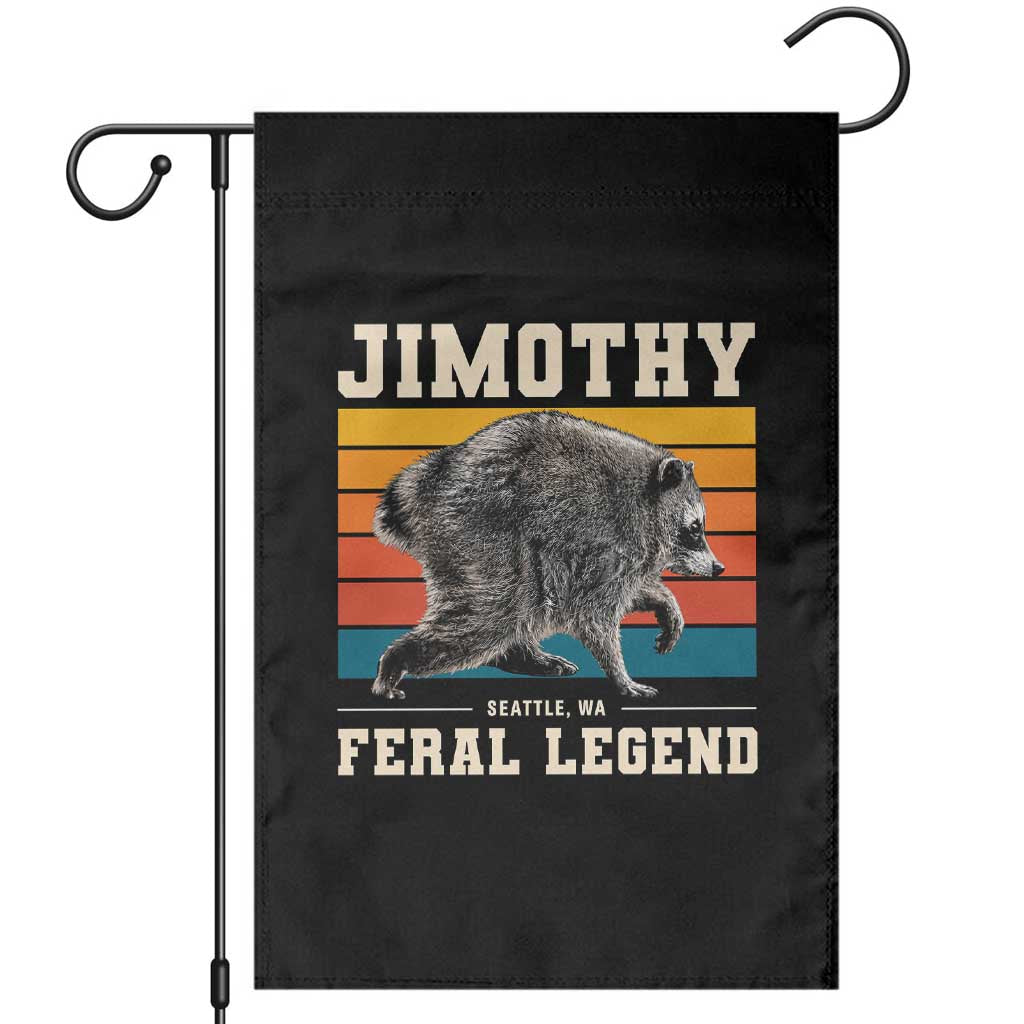 Jimothy from Seattle WA Feral Legend Raccoon Garden Flag Viral Trash Panda Retro Sunset Strip Graphic TS02 Black Print Your Wear