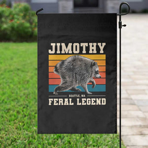 Jimothy from Seattle WA Feral Legend Raccoon Garden Flag Viral Trash Panda Retro Sunset Strip Graphic