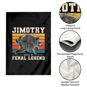 Jimothy from Seattle WA Feral Legend Raccoon Garden Flag Viral Trash Panda Retro Sunset Strip Graphic