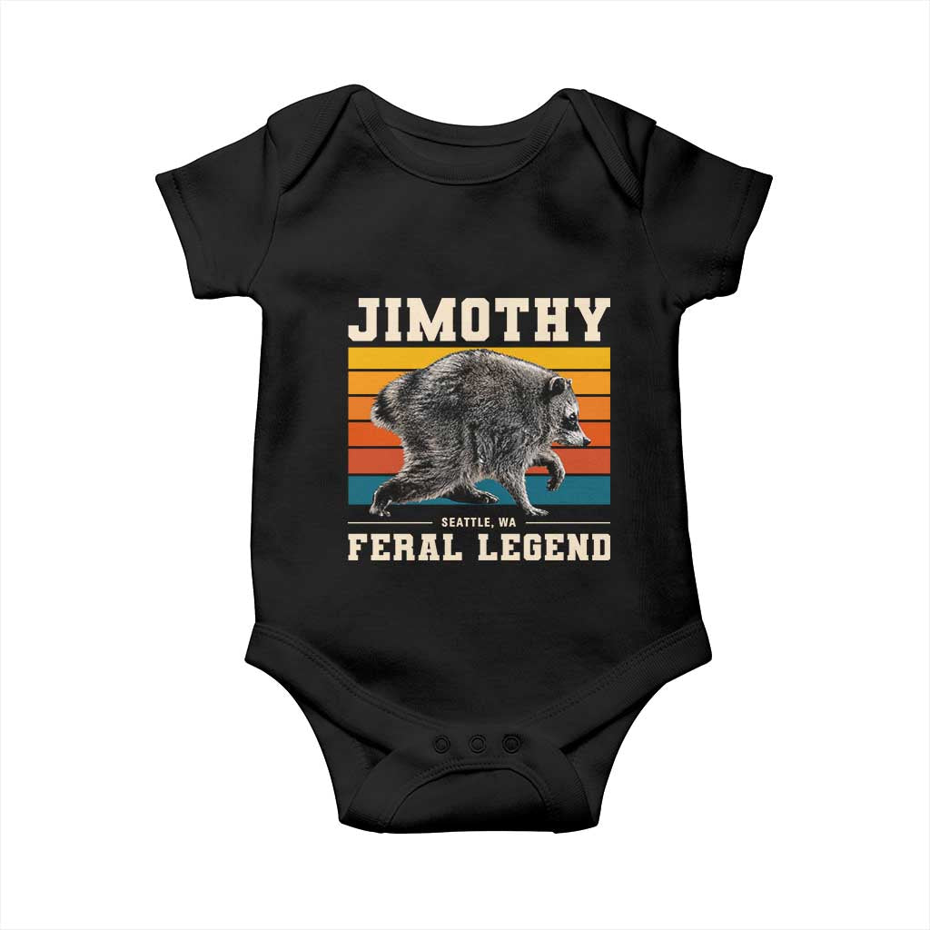 Jimothy from Seattle WA Feral Legend Raccoon Baby Onesie Viral Trash Panda Retro Sunset Strip Graphic TS02 Black Print Your Wear