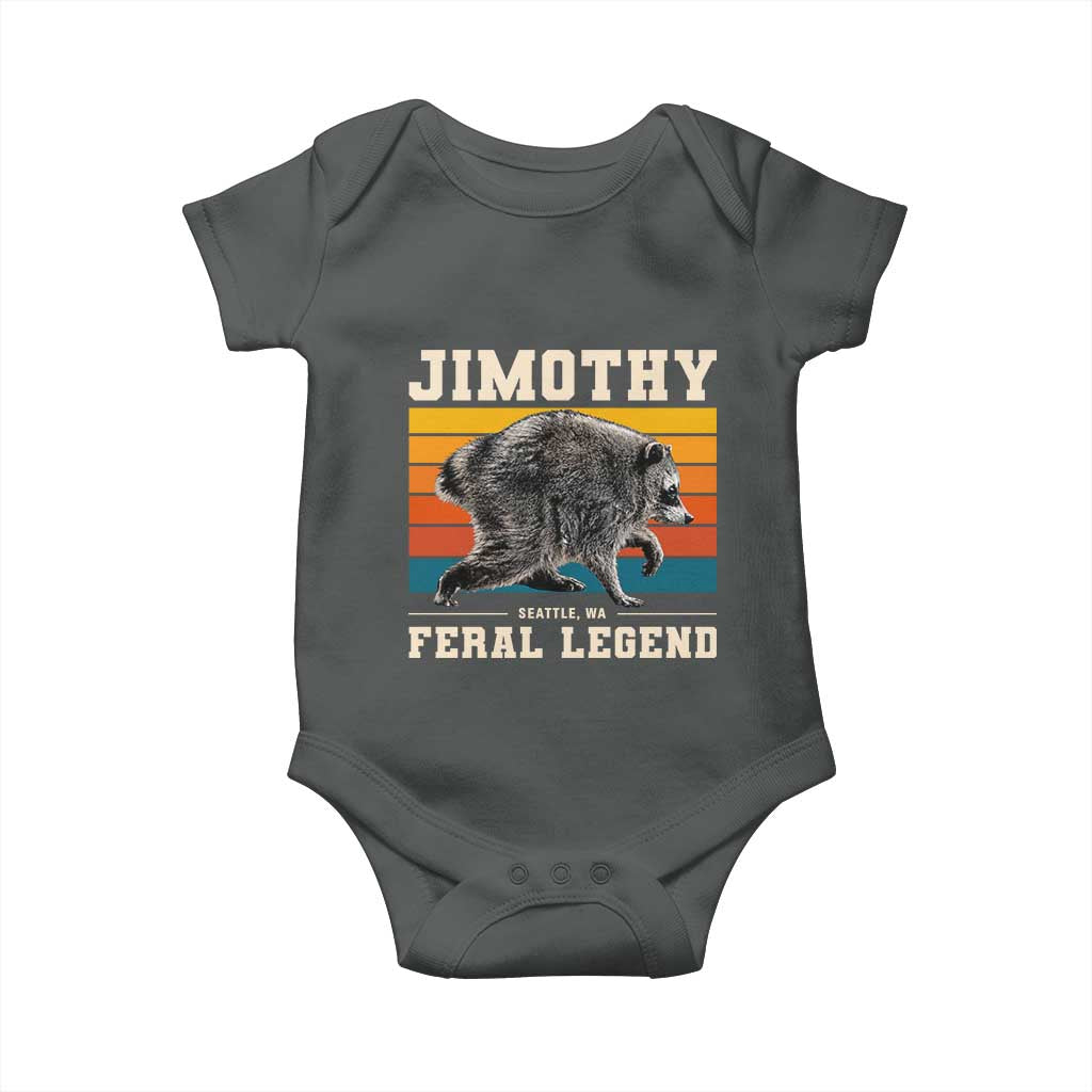 Jimothy from Seattle WA Feral Legend Raccoon Baby Onesie Viral Trash Panda Retro Sunset Strip Graphic TS02 Dark Heather Print Your Wear