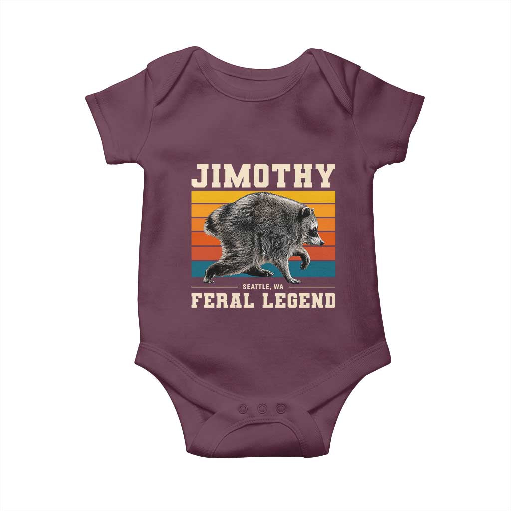 Jimothy from Seattle WA Feral Legend Raccoon Baby Onesie Viral Trash Panda Retro Sunset Strip Graphic TS02 Maroon Print Your Wear
