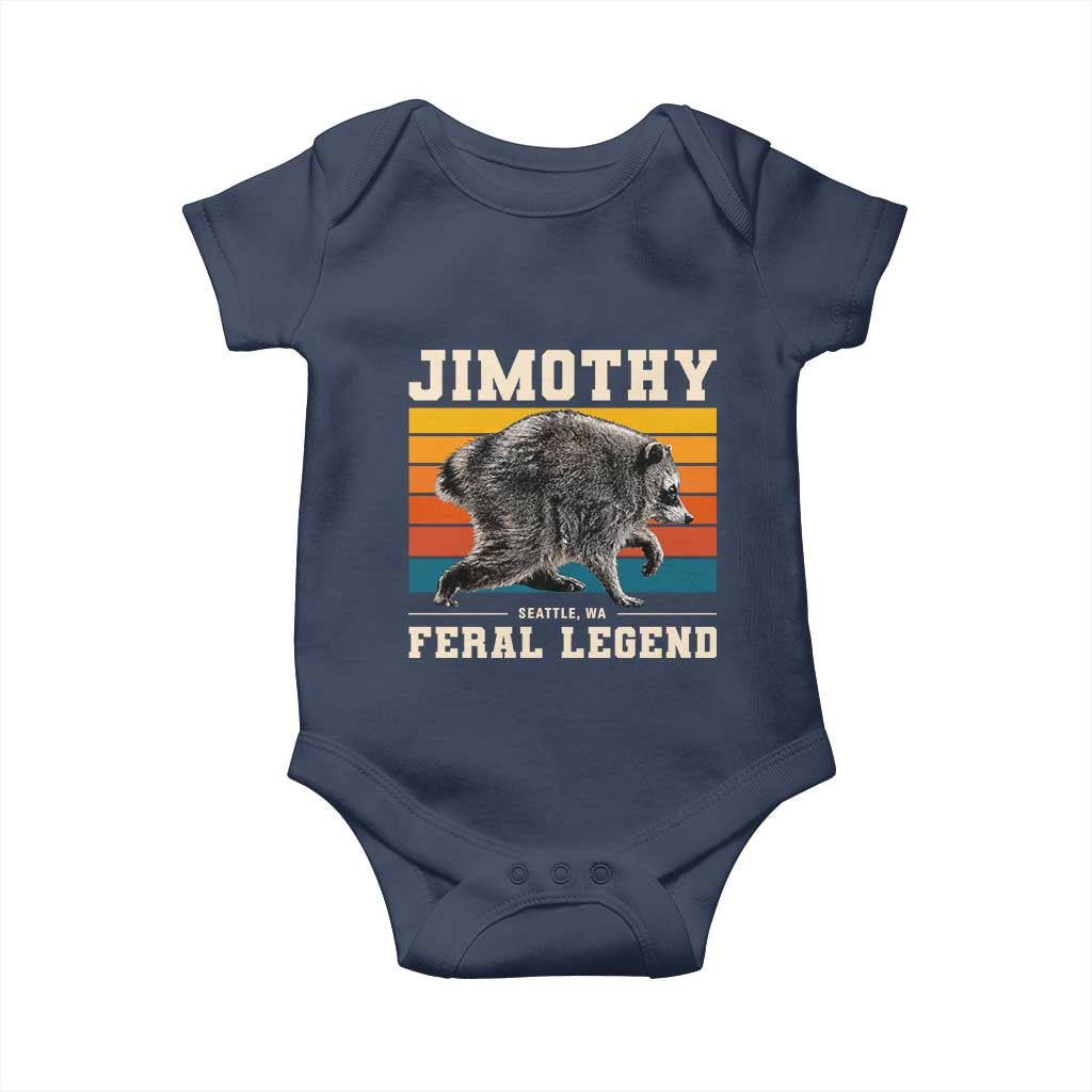 Jimothy from Seattle WA Feral Legend Raccoon Baby Onesie Viral Trash Panda Retro Sunset Strip Graphic TS02 Navy Print Your Wear