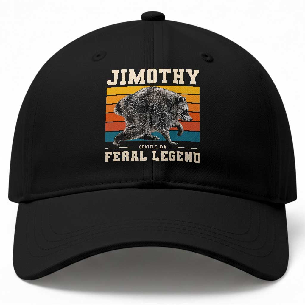 Jimothy from Seattle WA Feral Legend Raccoon Baseball Cap Viral Trash Panda Retro Sunset Strip Graphic TS02 Print Your Wear