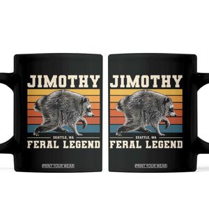 Jimothy from Seattle WA Feral Legend Raccoon Coffee Mug Viral Trash Panda Retro Sunset Strip Graphic