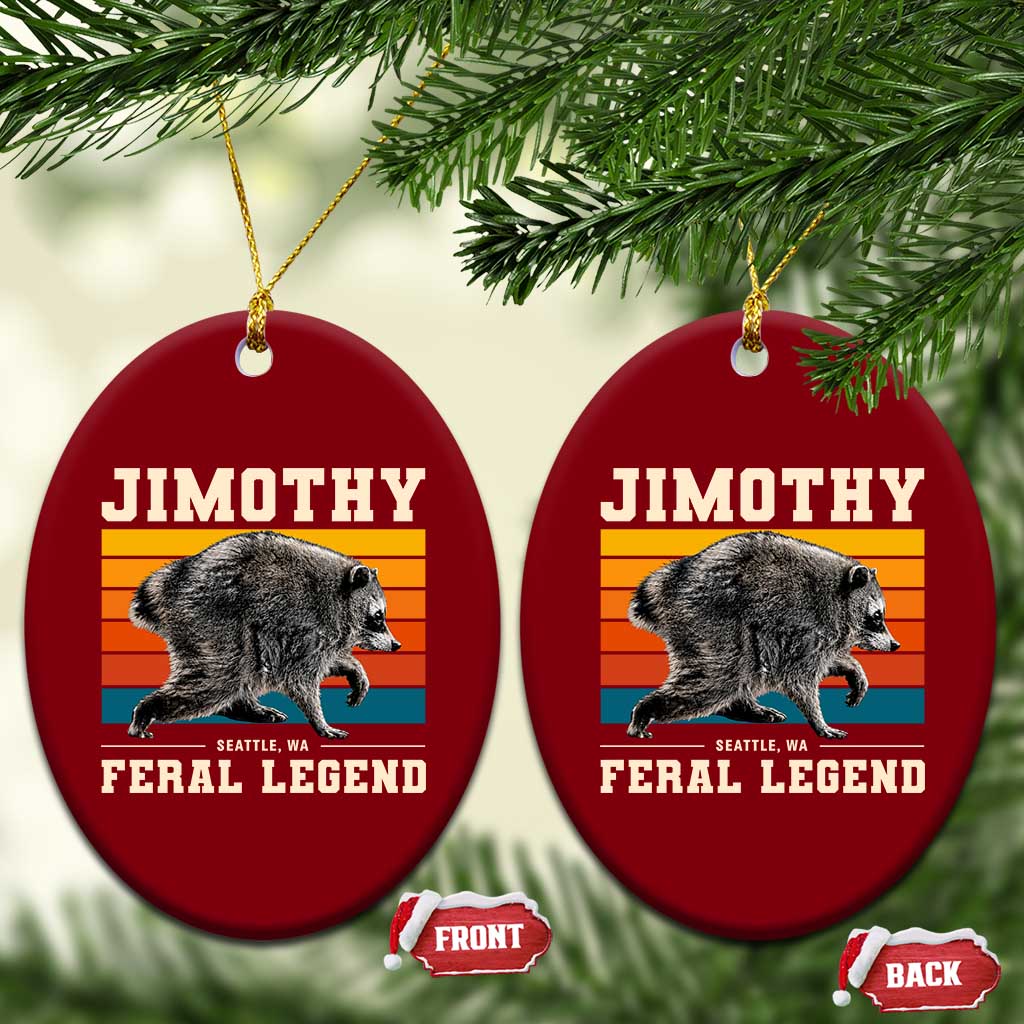 Jimothy from Seattle WA Feral Legend Raccoon Ceramic Ornament Viral Trash Panda Retro Sunset Strip Graphic