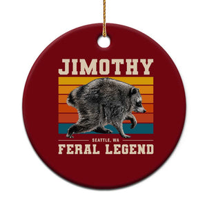 Jimothy from Seattle WA Feral Legend Raccoon Ceramic Ornament Viral Trash Panda Retro Sunset Strip Graphic