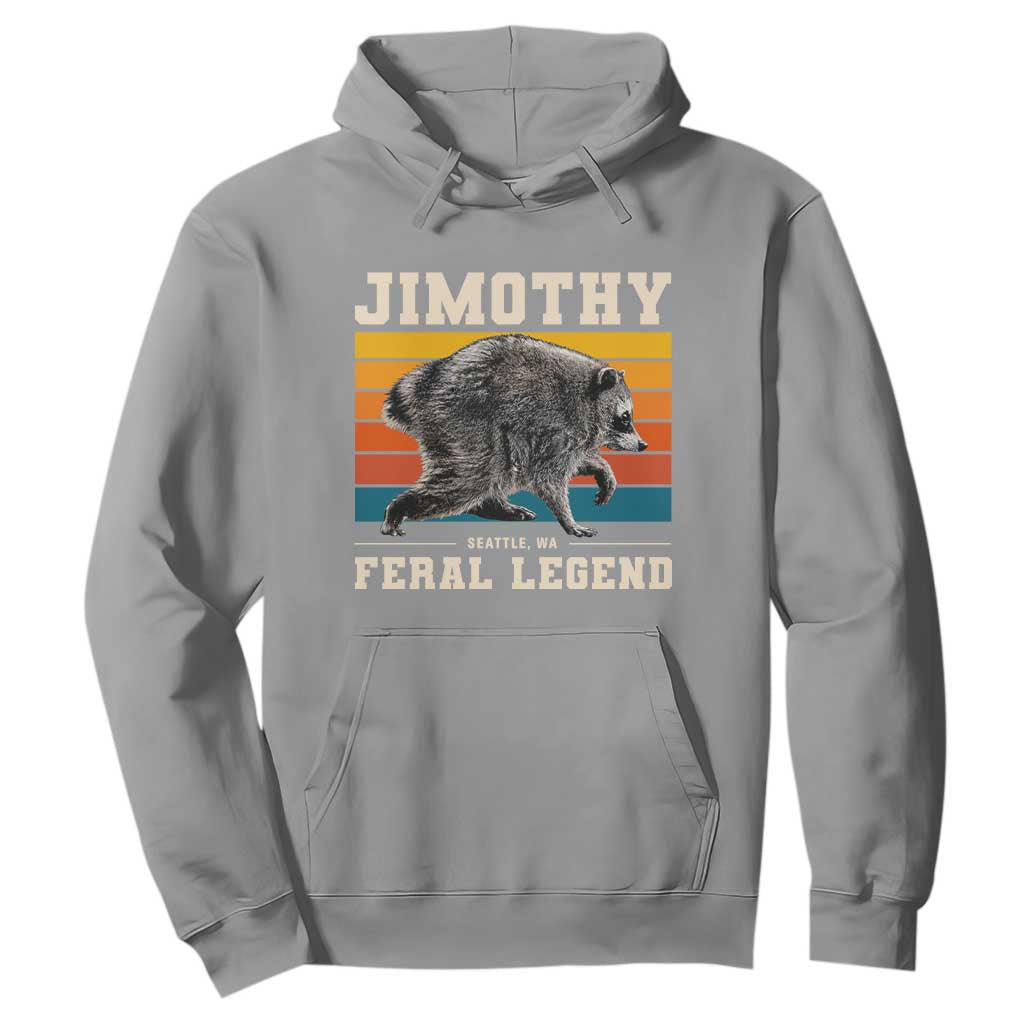 Jimothy from Seattle WA Feral Legend Raccoon Hoodie Viral Trash Panda Retro Sunset Strip Graphic TS02 Sport Gray Print Your Wear