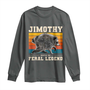 Jimothy from Seattle WA Feral Legend Raccoon Long Sleeve Shirt Viral Trash Panda Retro Sunset Strip Graphic TS02 Dark Heather Print Your Wear