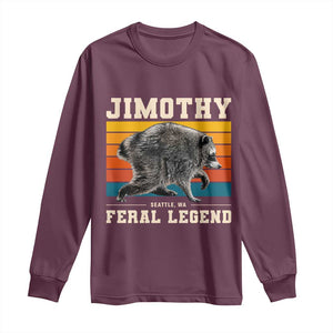 Jimothy from Seattle WA Feral Legend Raccoon Long Sleeve Shirt Viral Trash Panda Retro Sunset Strip Graphic TS02 Maroon Print Your Wear