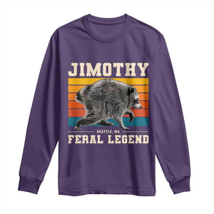 Jimothy from Seattle WA Feral Legend Raccoon Long Sleeve Shirt Viral Trash Panda Retro Sunset Strip Graphic TS02 Purple Print Your Wear