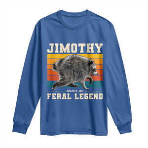 Jimothy from Seattle WA Feral Legend Raccoon Long Sleeve Shirt Viral Trash Panda Retro Sunset Strip Graphic TS02 Royal Blue Print Your Wear