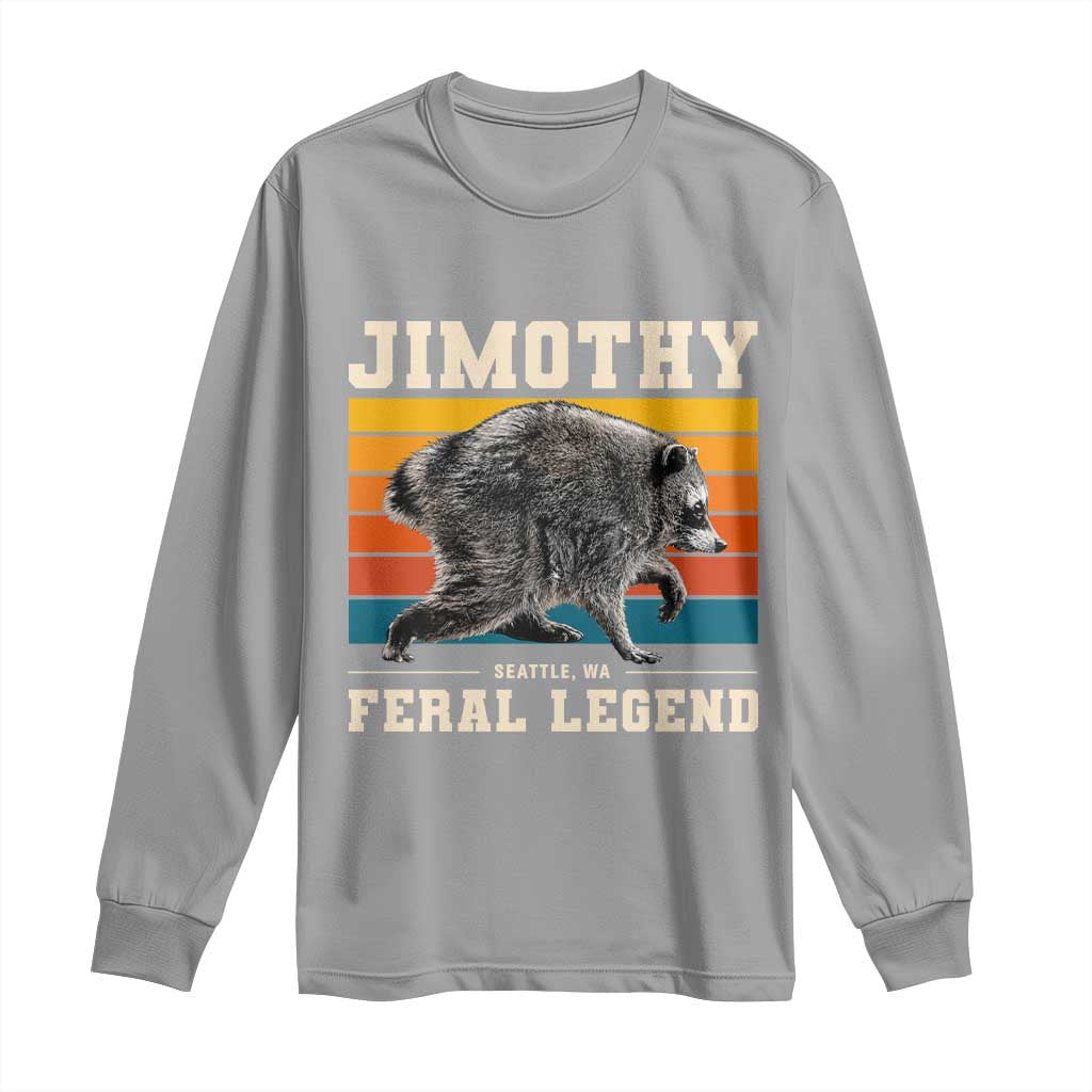 Jimothy from Seattle WA Feral Legend Raccoon Long Sleeve Shirt Viral Trash Panda Retro Sunset Strip Graphic TS02 Sport Gray Print Your Wear