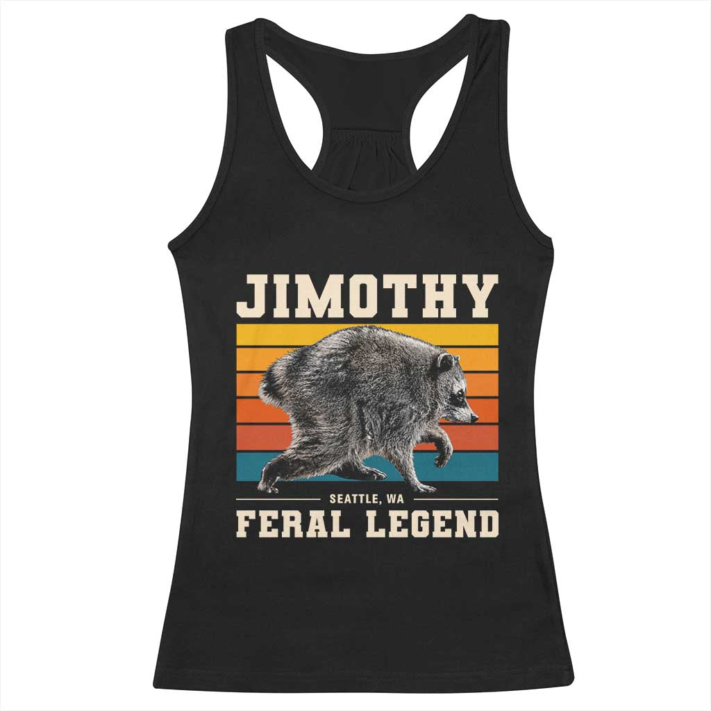 Jimothy from Seattle WA Feral Legend Raccoon Racerback Tank Top Viral Trash Panda Retro Sunset Strip Graphic TS02 Black Print Your Wear