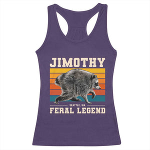 Jimothy from Seattle WA Feral Legend Raccoon Racerback Tank Top Viral Trash Panda Retro Sunset Strip Graphic