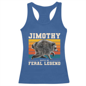 Jimothy from Seattle WA Feral Legend Raccoon Racerback Tank Top Viral Trash Panda Retro Sunset Strip Graphic