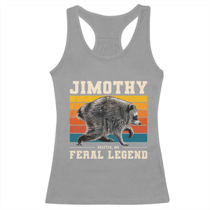 Jimothy from Seattle WA Feral Legend Raccoon Racerback Tank Top Viral Trash Panda Retro Sunset Strip Graphic